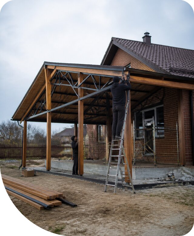 Пристройка навеса к дому и участку в Снежинске под ключ