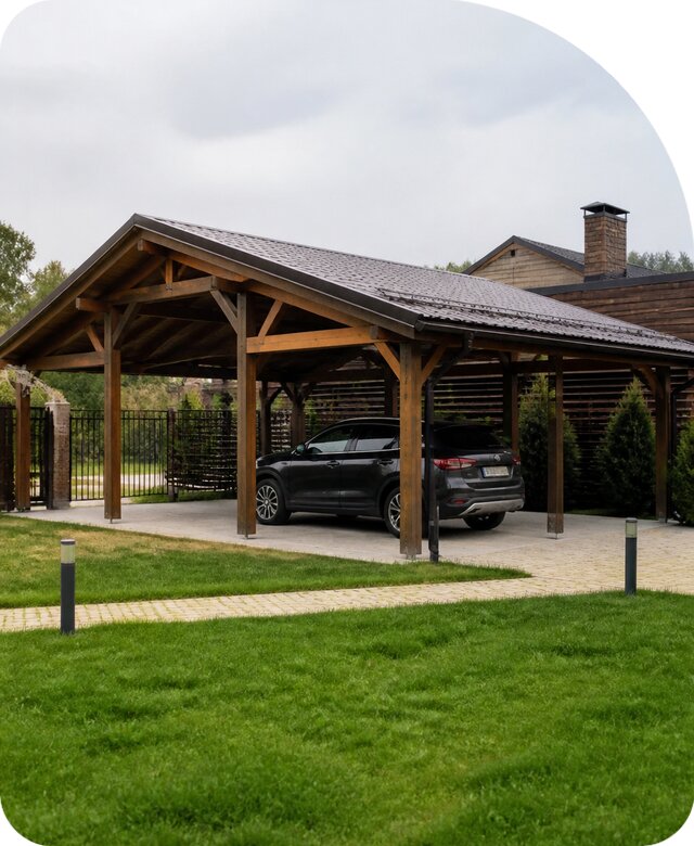 Деревянный навес в Снежинске по цене от 46764 р. РадиДОМА-Снж